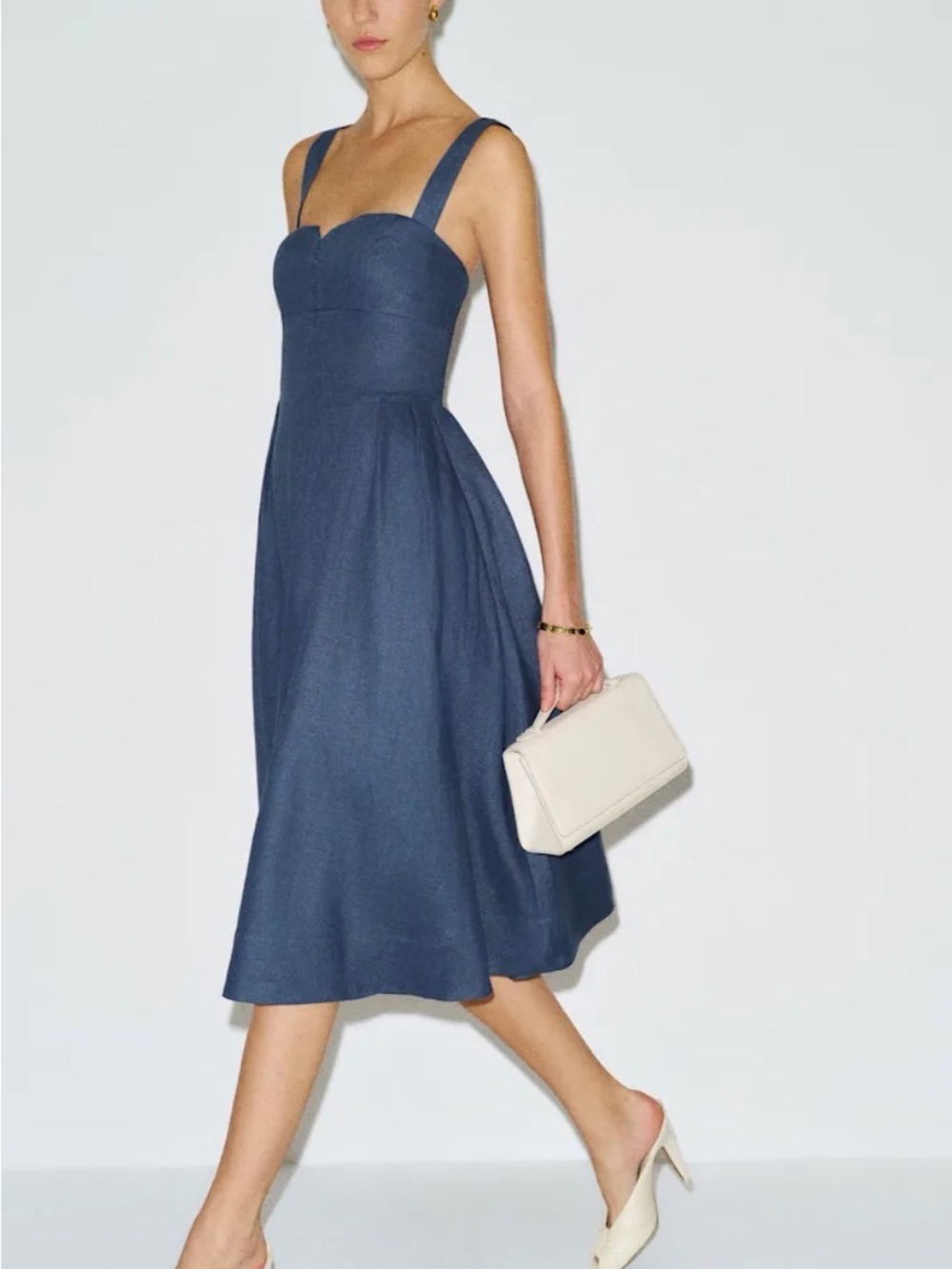 Reformation Roma Linen Dress - Muted Navy